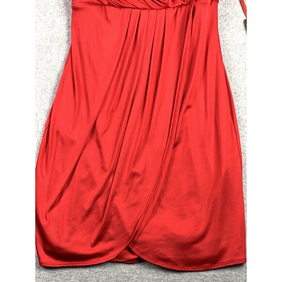 Alexia Admor Midi Dress Womens Large Red Wrap Bodice Empire Waist Made in USA - Picture 7 of 16